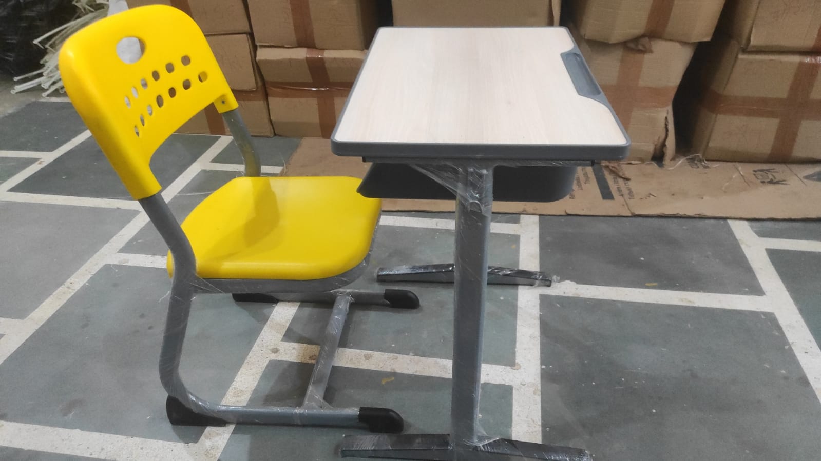 Single Seater School Chair with Table , Ply. Iron and Plastic - Image 3