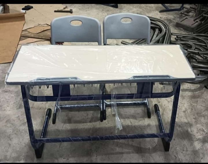 2 Seater School Chair with Table, Ply Iron and Plastic - Image 3