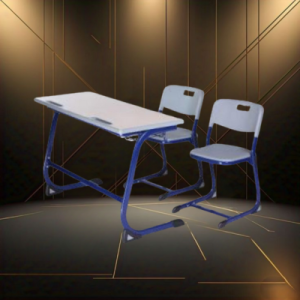 2 Seater School Chair with Table, Ply Iron and Plastic